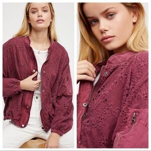 Free People Eyelet Daisy Jane Bomber Jacket NEW